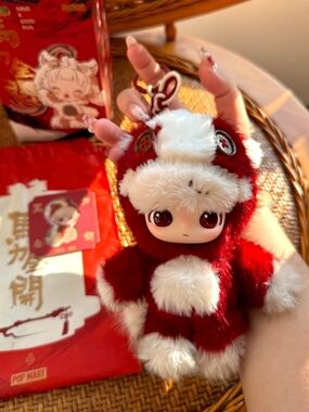 Red & White Plush Doll Keychain
